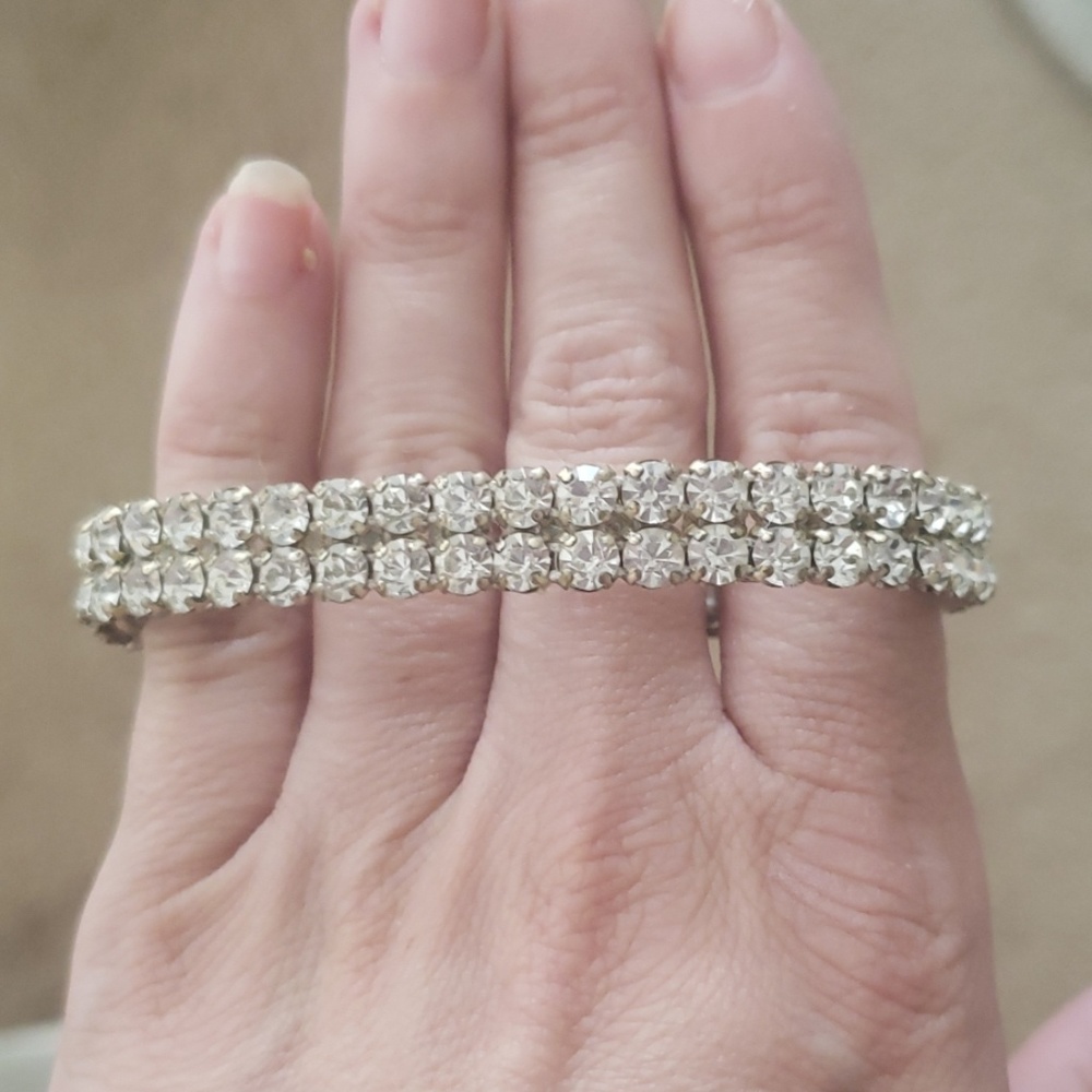 Vintage costume jewelry-1940s double rhinestone